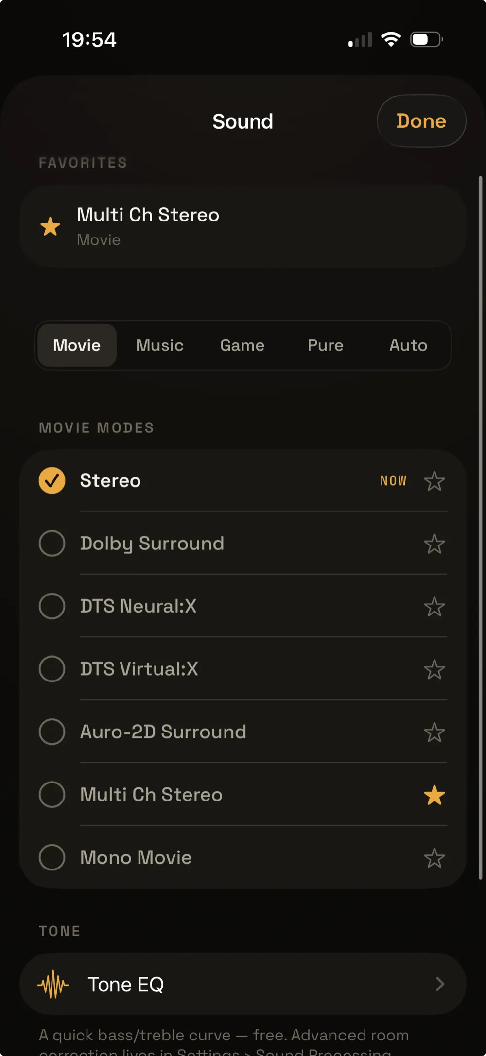 Sotto sound-mode controls